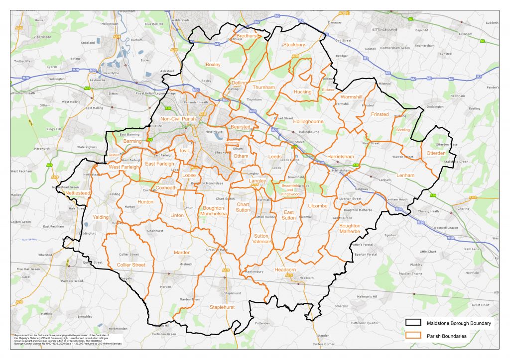 View the Parish boundaries Maidstone Parish map